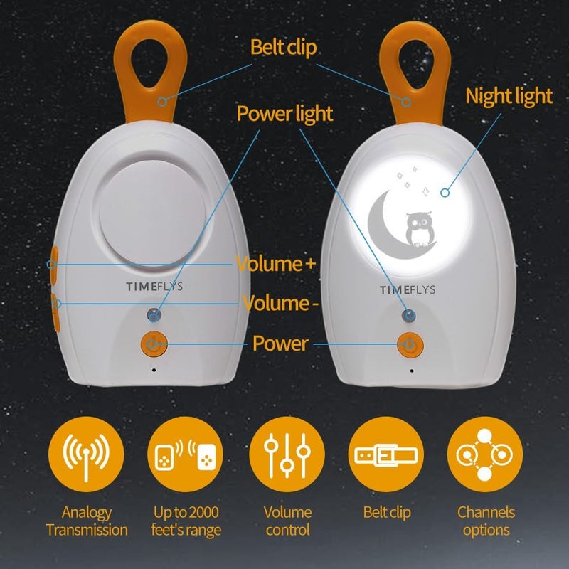 TimeFlys Audio Baby Monitor Paladin Upgrade Version, Portable, Rechargeable, Extra Long Range up to 2000 ft, Night Light, Crystal Sound, Camping - Image 4